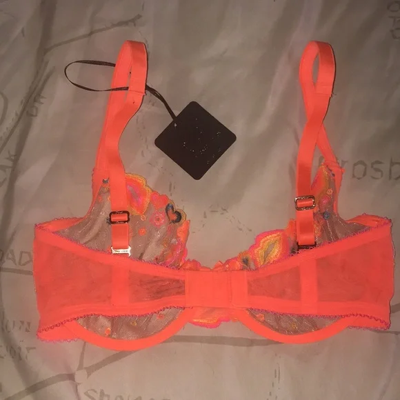 BNWT Honey Birdette bright orange push up bra 34DDD